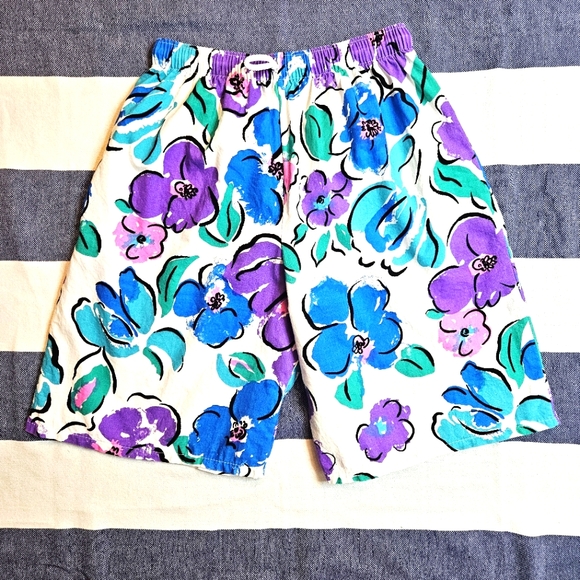 Vintage 80s Mary Quant Floral Printed Shorts S/M - Picture 1 of 8
